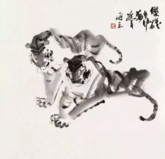 而冷军的大写意,却让老虎卸去了呆板,增添了可爱.