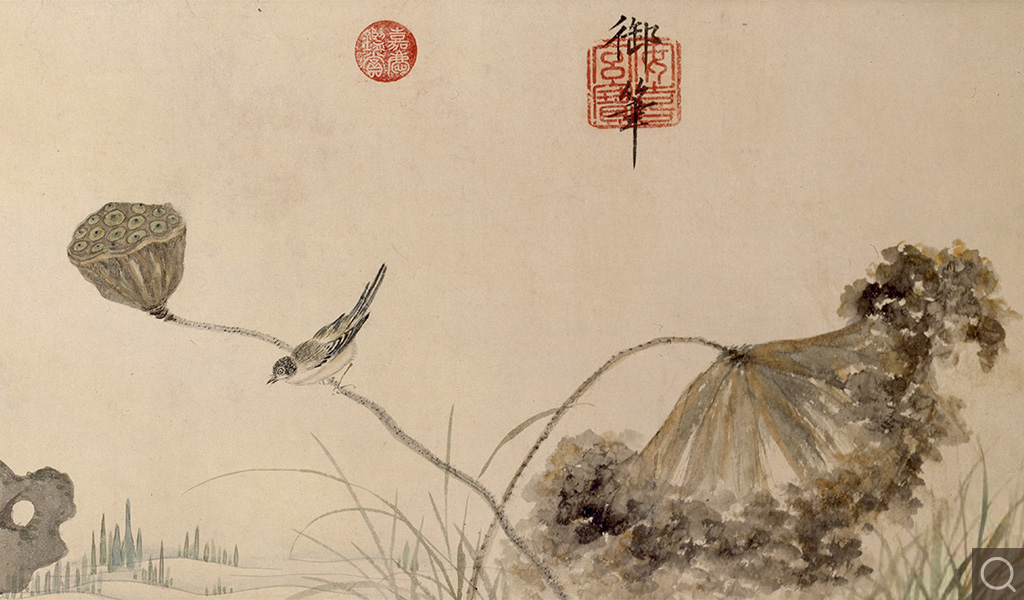 松云荷雀图卷