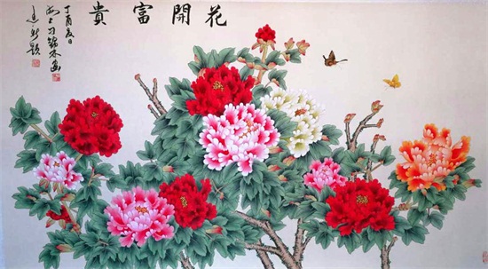 刁锦林牡丹工笔画