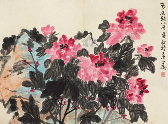 李可染花鸟画《花开富贵》
