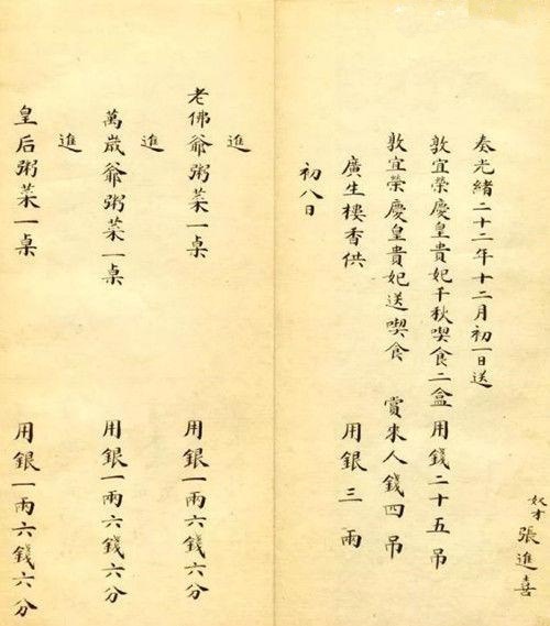 光绪皇妃随手写的账单，这字迹让现代人汗颜，比书法家更胜一筹