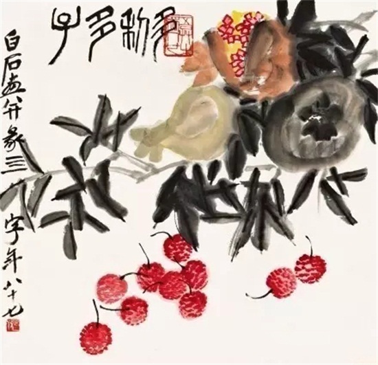 齐白石画石榴，真是多子多福！