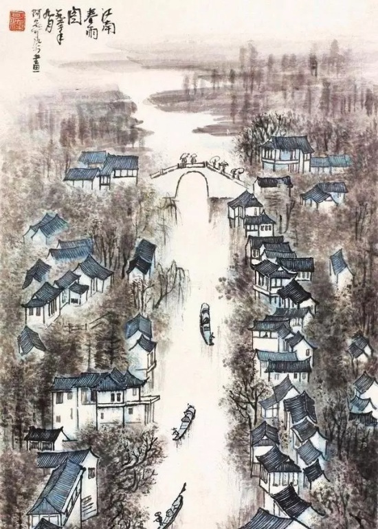 李可染笔下的春色图，赏心悦目！
