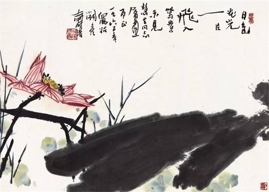 潘天寿写荷，寥寥几笔，意境悠远