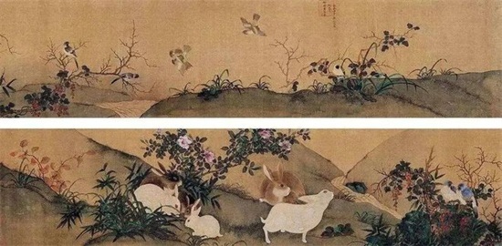 “ 玉兔呈祥”起源于“遇兔呈祥”名家画兔，前兔无量