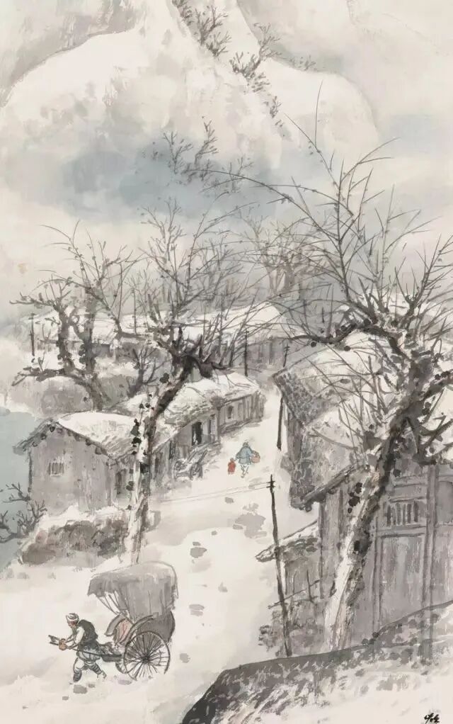 关山月的雪景山水