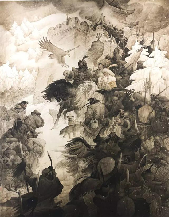 《东北抗联西征》油画  