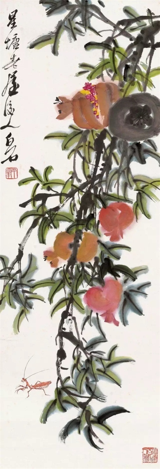 齐白石画石榴,真是多子多福!